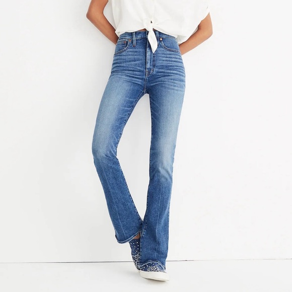 Madewell Skinny Flare Jeans High Rise Demi Boot Denim Women’s Sz 28 Medium Wash - Picture 1 of 11